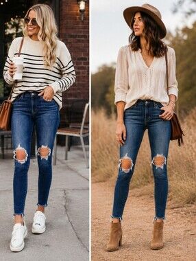 LEVIS 711 SKINNY KNEE RIPPED JEANS